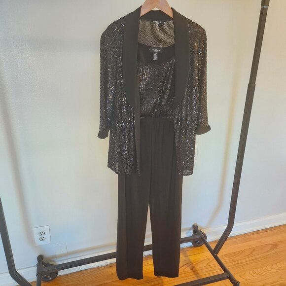 Black Sequined Jacket, Top & Pants Petite 3-Pc(NWT) - Picture 13 of 13